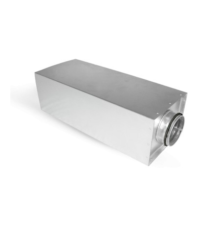 Silenciador acústico redondo en carcasa rectangular SQLL-25-250-900 mm