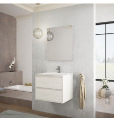 Meuble salle de bain suspendu CORFU blanc arctique avec vasque en plusieurs dimensions