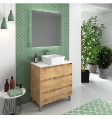 Meuble salle de bain CORFU chêne ostippo avec vasque en plusieurs dimensions