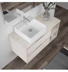 Meuble salle de bain suspendu CRETA blanc arctique avec vasque en plusieurs dimensions