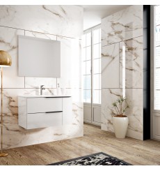 Meuble salle de bain suspendu IBIZA blanc laqué avec vasque en plusieurs dimensions