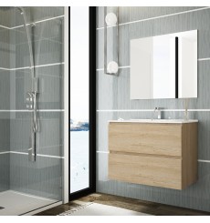 Meuble salle de bain suspendu MIKONOS bambou avec vasque en plusieurs dimensions