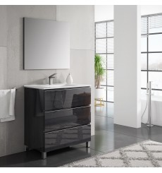 Meuble salle de bain MIKONOS jais brillant avec vasque en plusieurs dimensions