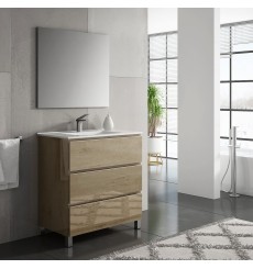 Meuble salle de bain MIKONOS chêne ostippo brillant avec vasque en plusieurs dimensions