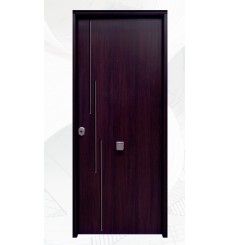 Puerta de entrada en acero CAMELIA madera oscura 100*200 -100*215 cm