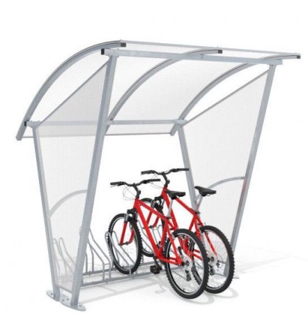 Marquesina para bicicletas con paredes laterales ŚWIT para 5 bicicletas - 210cm