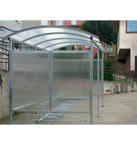 Marquesina para bicicletas con techo + paredes laterales y traseras ZORZA para 10 bicicletas - 420 cm
