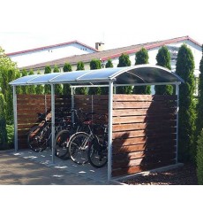 Marquesina para bicicletas con paredes en madera ZORZA para 10 bicicletas - 420cm