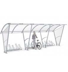 Marquesina para bicicletas con paredes laterales ŚWIT para 15 bicicletas - 630cm