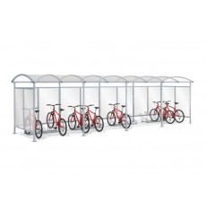 Marquesina para bicicletas con techo + paredes laterales y traseras ZORZA para 20 bicicletas - 840 cm