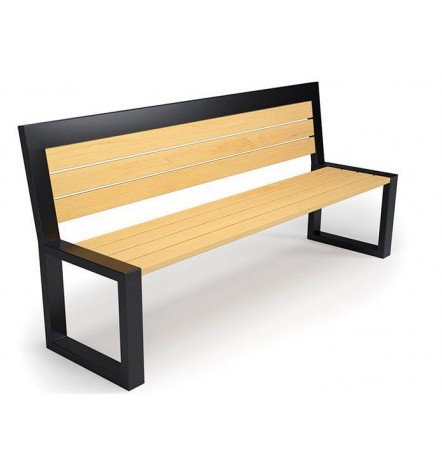 Banc ABALIA noir-chêne clair 196 cm