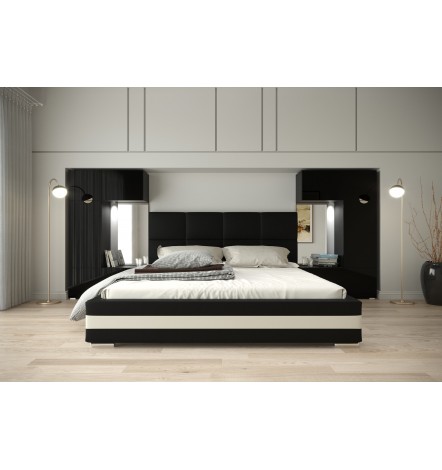 Tête de lit PANAMA 1/21B/HG1 noir/noir brillant 345-385x159 cm