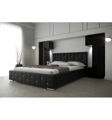 Tête de lit PANAMA 1 noir/noir brillant 345-385x159 cm