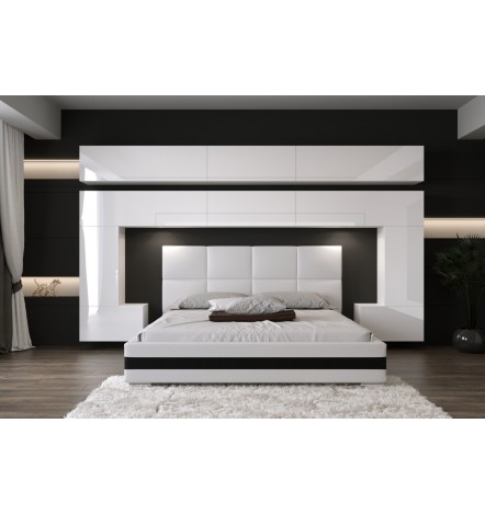 Tête de lit PANAMA 5/HG/W/2-1A blanc/blanc brillant 323x214x35cm