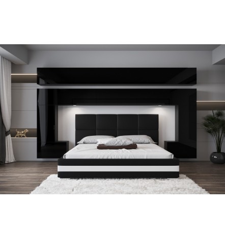 Tête de lit PANAMA 5/HG/B/1-1A noir/noir brillant 323x214x35cm