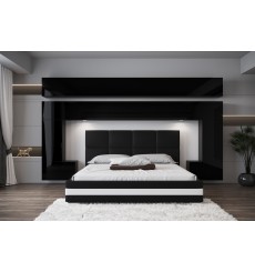 Tête de lit PANAMA 5/HG/B/1-1A noir/noir brillant 323x214x35cm