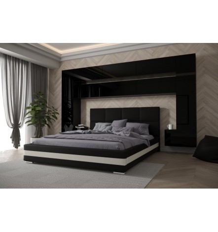 Tête de lit PANAMA 7/HG/B/1-1C noir/noir brillant 303x213x35cm