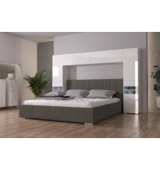 Tête de lit PANAMA 12/HG/W/1-1A blanc/blanc brillant 256x184x35cm