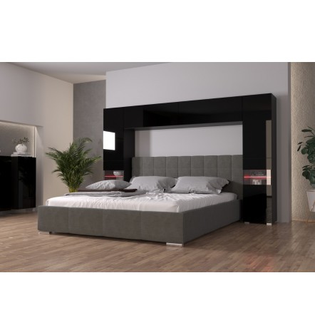 Tête de lit PANAMA 12/HG/B/1-1B noir/noir brillant 240x184x35cm