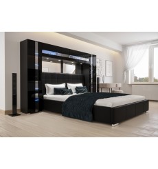 Cabeceira de cama PANAMA 14-HG-B-1-1A preto/preto brilhante 256x184x35cm