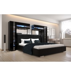 Tête de lit PANAMA 14/HG/B/1-1C noir/noir brillant 290x184x35cm