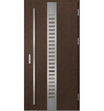 Porte d'entrée en acier avec cadre en aluminium SELTERS 2 chêne 90*200 -100*200 cm