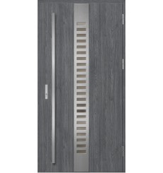 Porte d'entrée en acier avec cadre en aluminium SELTERS 2 anthracite/inox 90*200 -100*200 cm