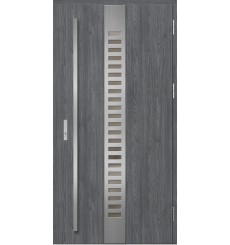 Puerta de entrada de acero con marco de aluminio SELTERS 2 antracita/inox 90*200 -100*200 cm