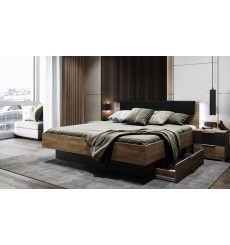 UNAL LETTO lava opaca e rovere chiaro + cassetto contenitore 160 x 200 cm