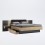 LIT UNAL lave mat et chêne clair + tiroir de rangement et tables de chevet suspendues 160 x 200 cm