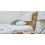 LIT SATO blanc laqué et chêne clair + chevet suspendues 160 x 200 cm