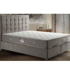 DIMAS cama de grades cinzenta + cabeceira 160 x 200 cm