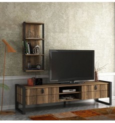 Ensemble meuble TV LONE métal-noyer 180 cm