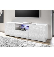 Meuble TV LUCERO 2 portes et 1 tiroir, blanc 181 x 57 cm