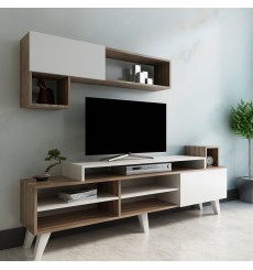 Ensemble meuble TV HETA blanc-noyer 180 cm