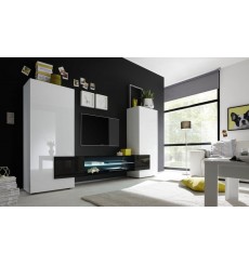 Ensemble meuble TV ESTER, blanc-noir 258 cm