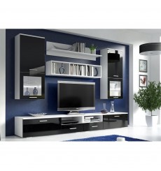 Ensemble meuble TV LAGO blanc-noir 260 cm