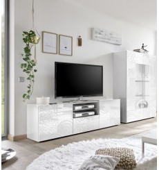 Meuble TV MIRANDA blanc 2 portes 1 tiroir 181 cm
