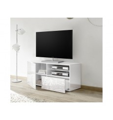 Meuble TV MIRANDA blanc, 1 porte, 1 tiroir 122 cm