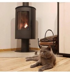 Poêle à bois en acier AB sur pied NOIR 8 KW