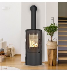 Poêle à bois en acier/faïence AB NOIR 8 KW