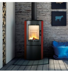 Poêle à bois en acier/faïence AB ROUGE 8 KW