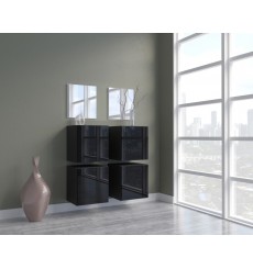 Conjunto de 4 muebles de pared y dos espejos F4, negro