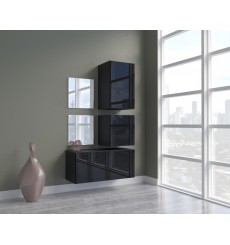 Conjunto de 3 muebles de pared y dos espejos F5, negro