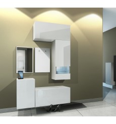 Ensemble meubles d'entrée muraux et miroir LEDOX LX6, blanc brillant