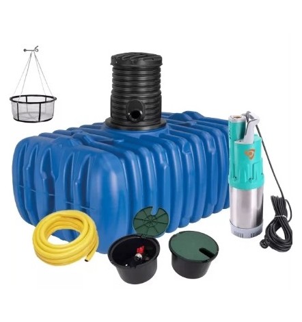 Système/Kit de stockage et de récupération d'eau de pluie à enterrer plat 3000L