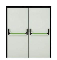 Porte double coupe-feu EI2 90 (RF 90) avec barre anti-panique en plusieurs dimensions, blanc