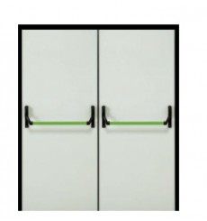 Porte double coupe-feu EI2 120 (RF 120) avec barre anti-panique en plusieurs dimensions, blanc