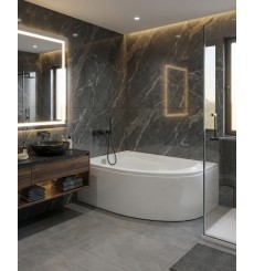 Baignoire asymétrique gauche/droit Coline avec tablier- 140x90 cm