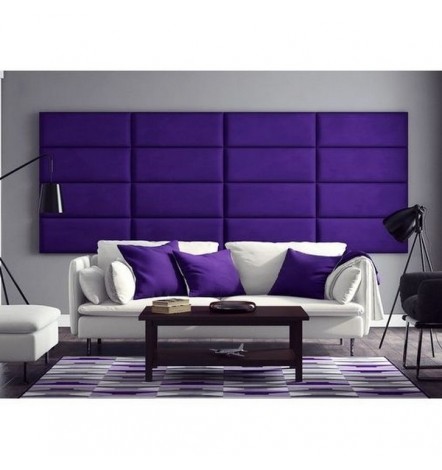 Panneau capitonné pour revêtement mural violet 40x30 cm